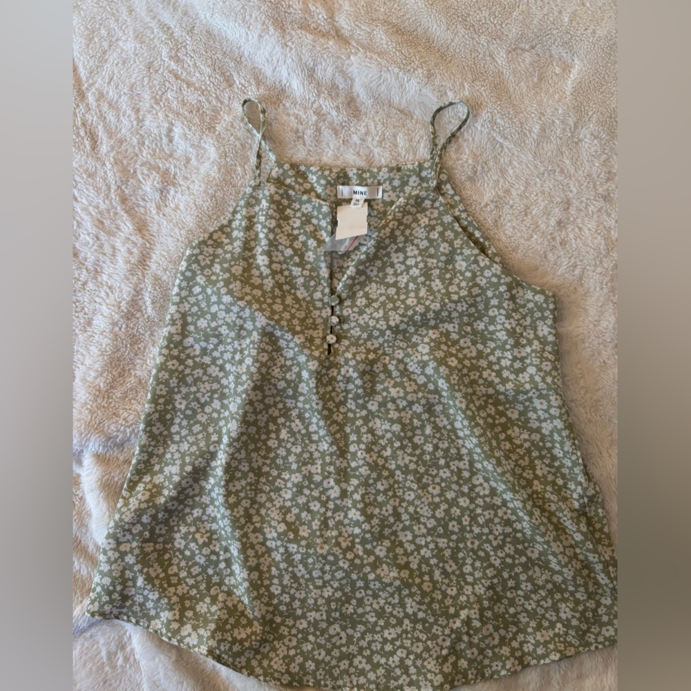 Green Floral tank top Blouse by Mine